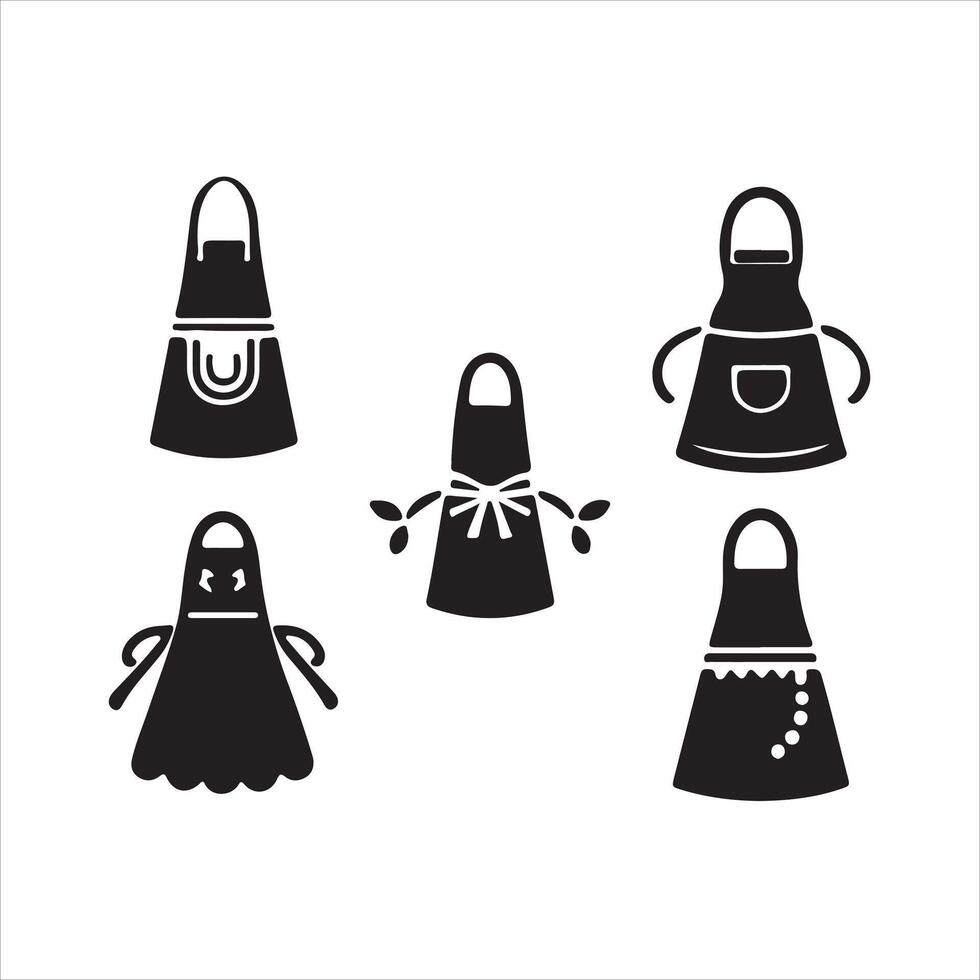 Set of chef apron silhouette. vector