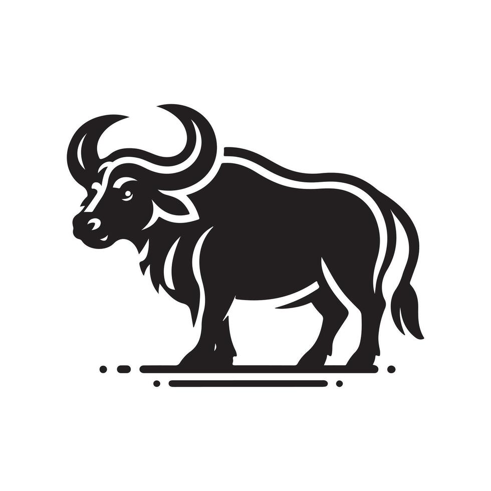 Illustration of a long horn buffalo icon. vector
