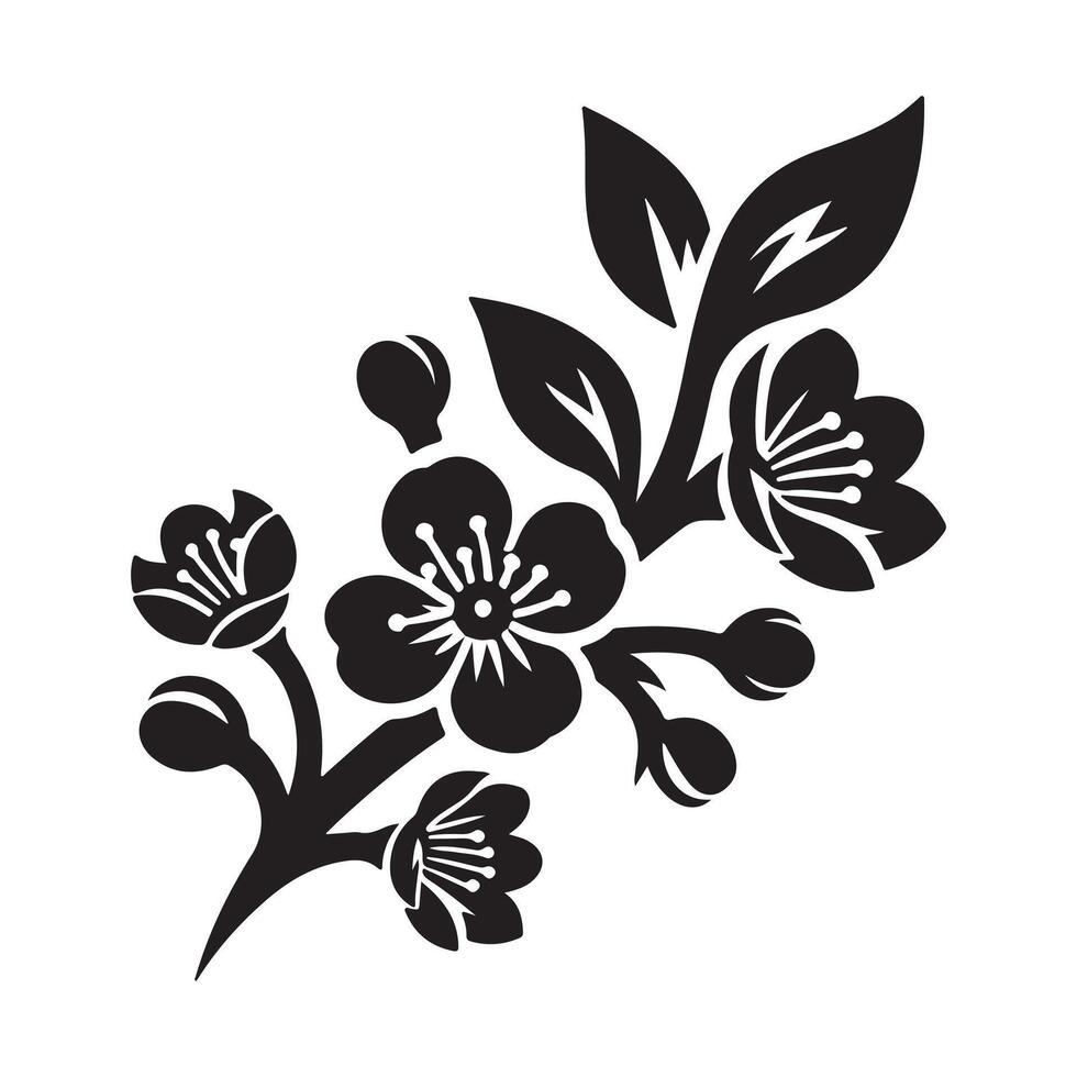 Cherry blossom icon silhouette. vector