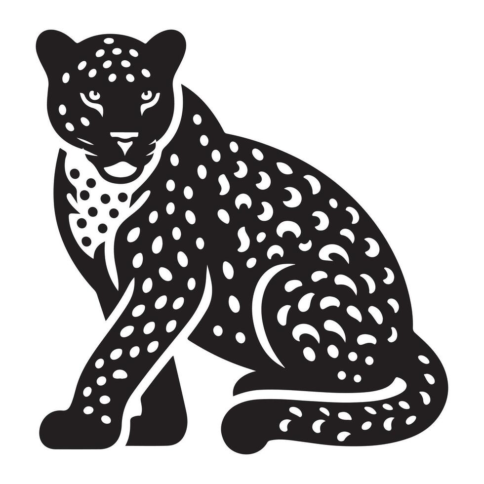 Sitting a big leopard and watching me illustration. vector