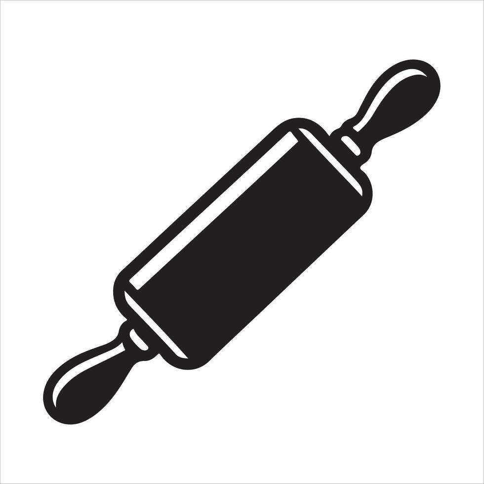 Black and white rolling pin icon. vector
