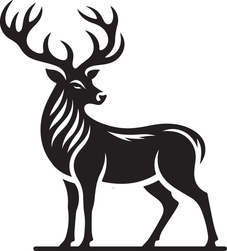 White and black long and beautiful horn deer. vector