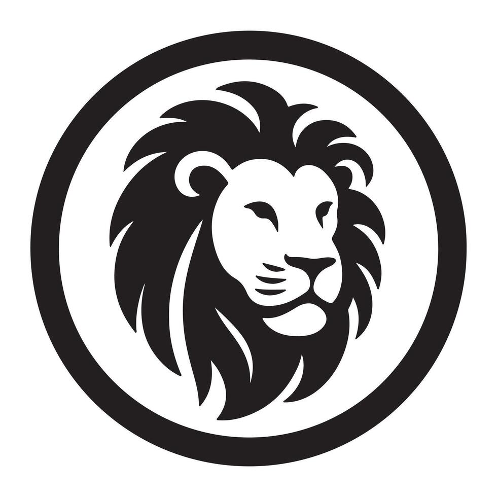 Minimalist logo icon silhouette,lion head,logotype vector