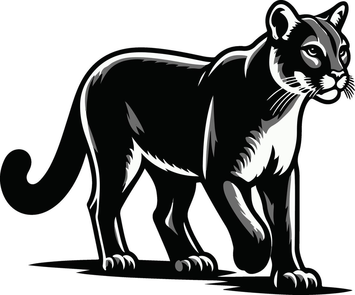 Slowly coming a cougar icon. vector
