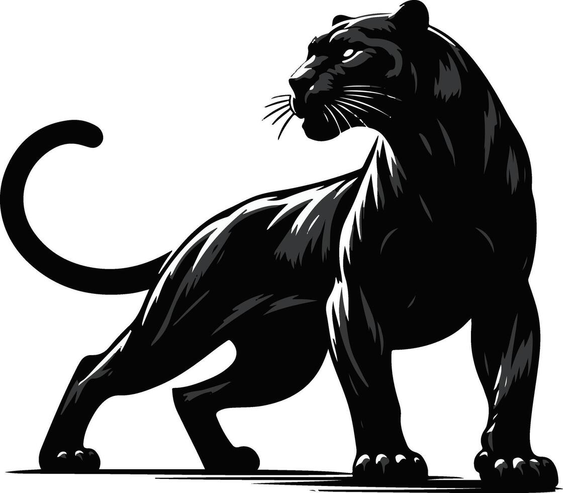 Silhouette of a angry jaguar icon. vector