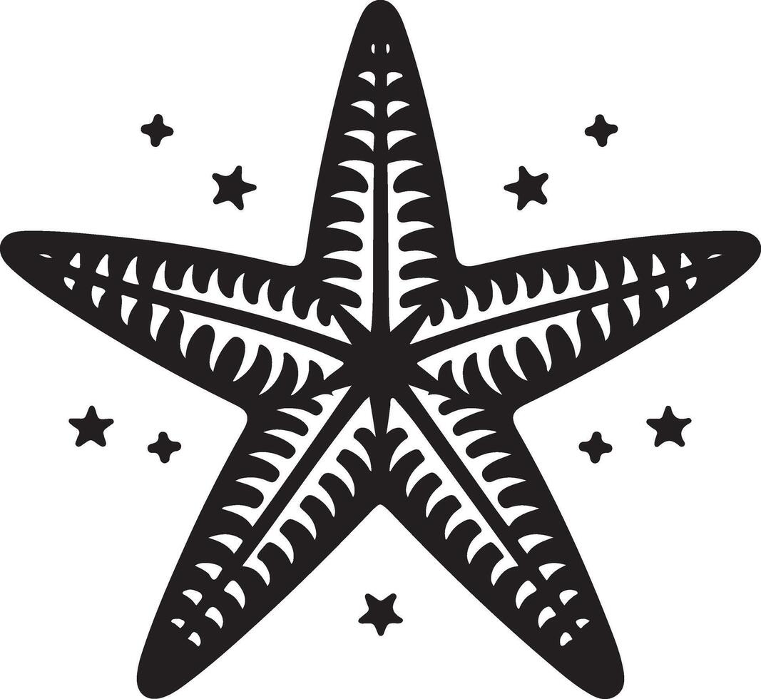 Sea starfish icon in black. vector