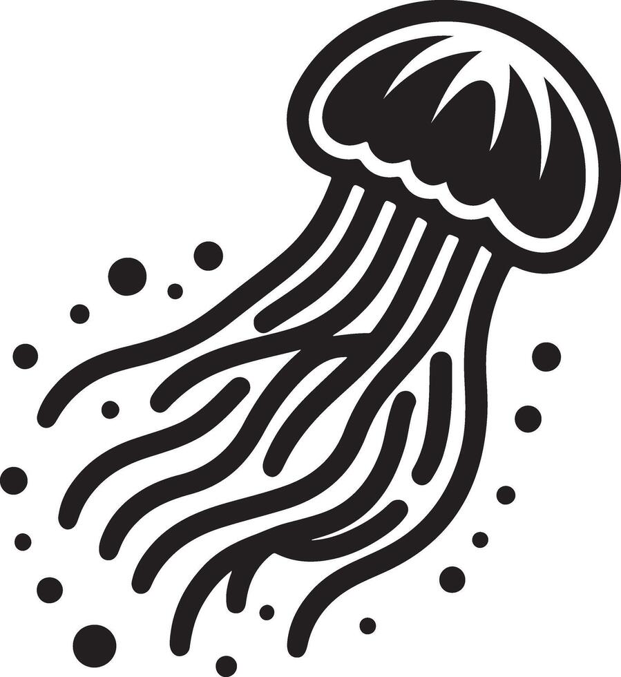Graceful Jellyfish Silhouette Floating in the Deep Ocean vector