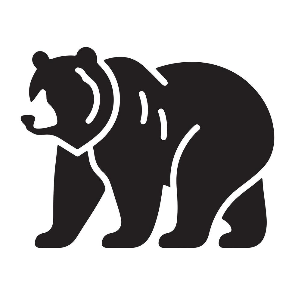 Silhouette of bear wild animal icon. vector