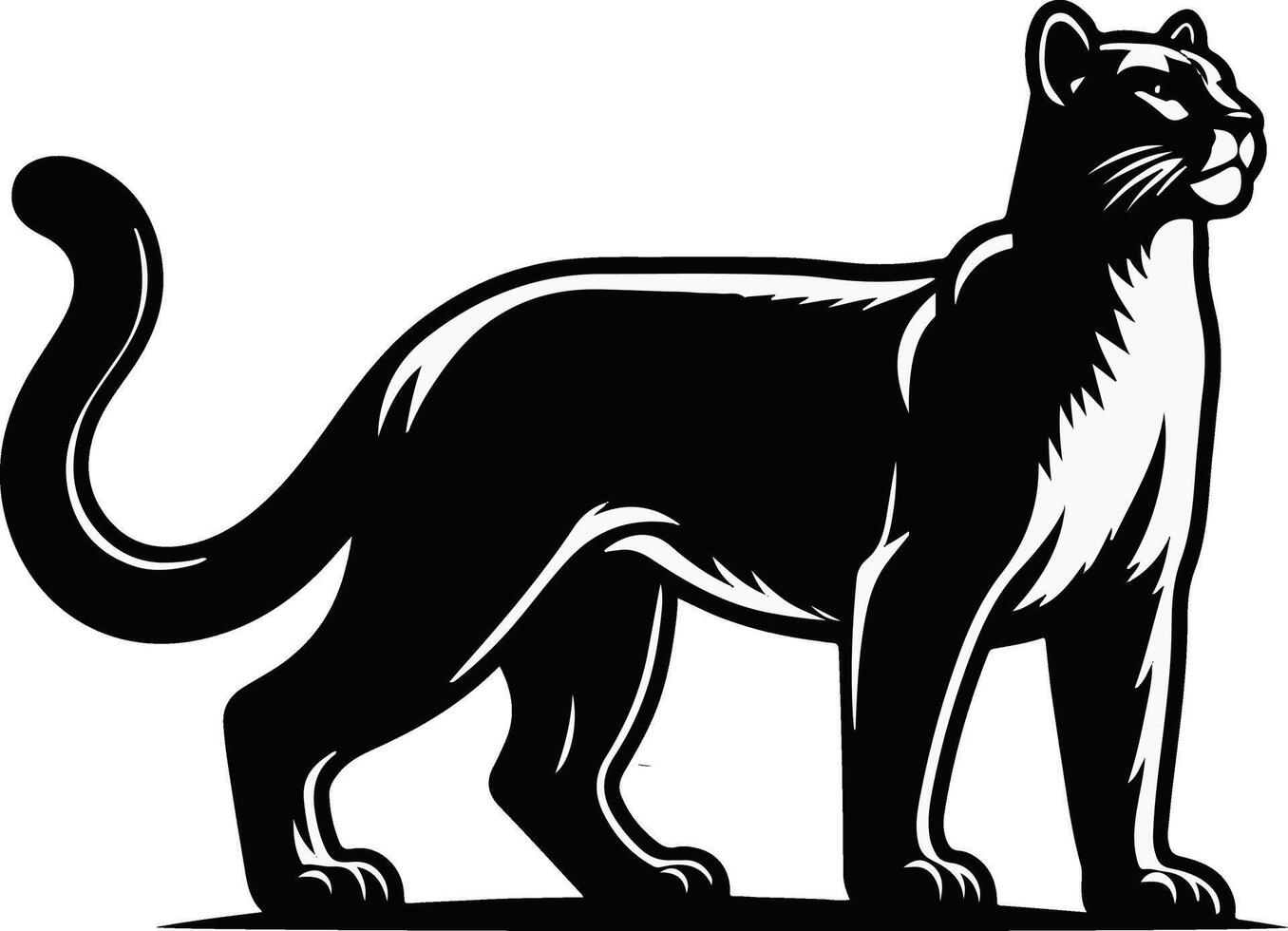 A cute baby jaguar silhouette. vector