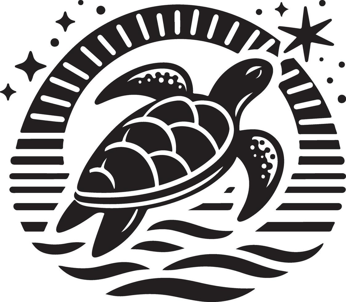 Illustration of a turtle in the sea. vector
