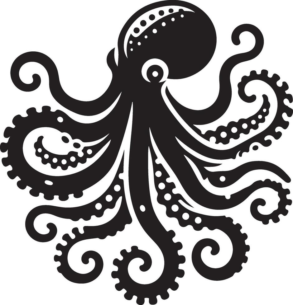 Elegant Octopus Silhouette Ocean-Inspired Minimalist Art vector