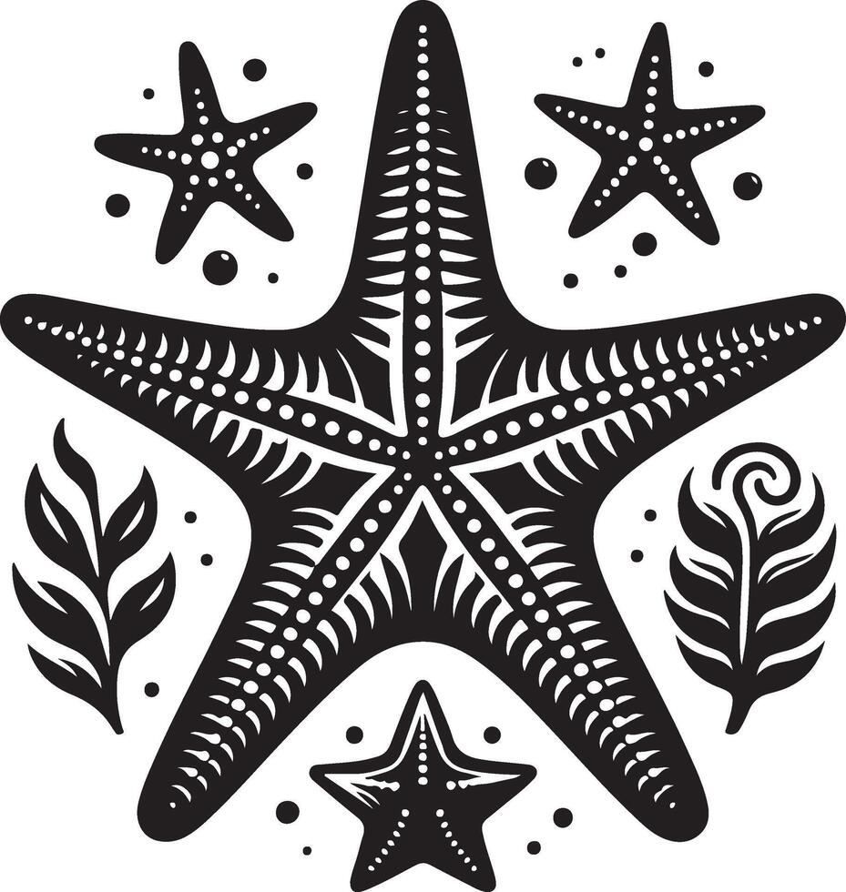 Black starfish icon. vector