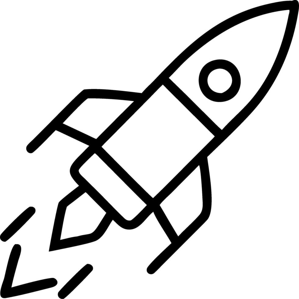 a black and white icon of a rocket vector