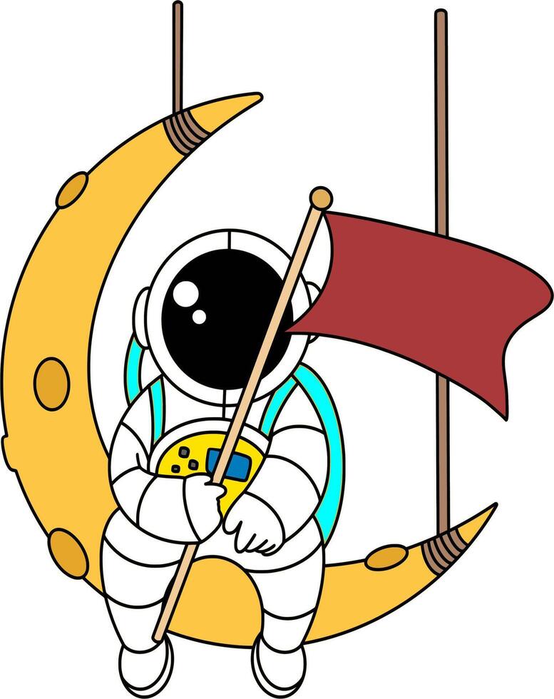 astronaut sitting on the moon illustration vector