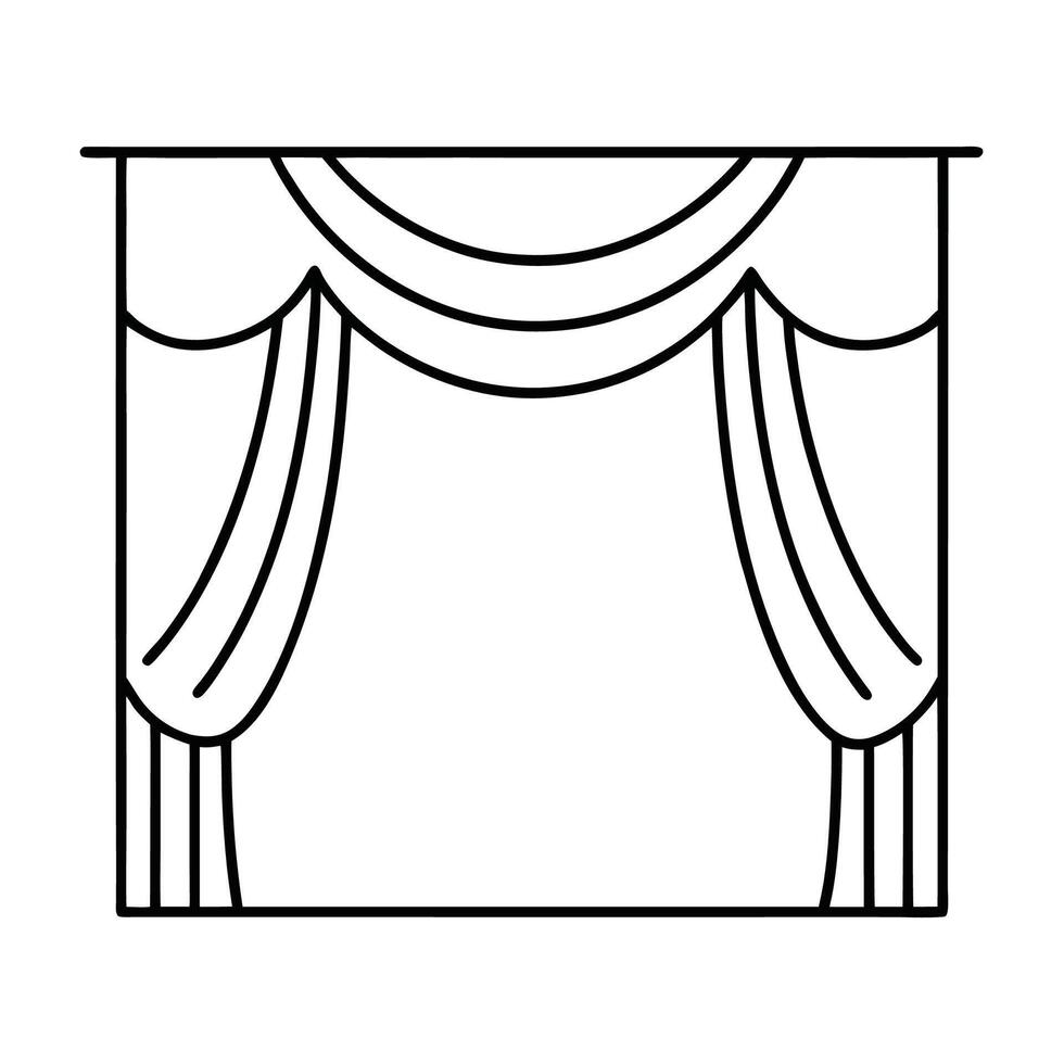 Line art of Stage Draped With Curtains vector