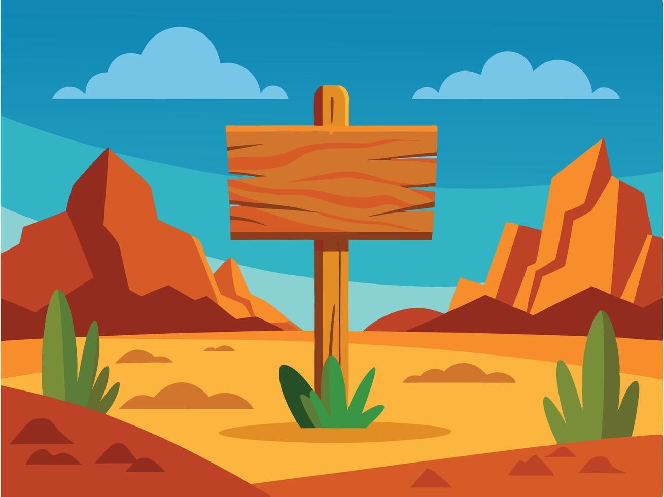 Wooden waypointer in mountain illustration vector