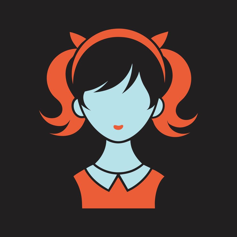 A girl with red hair and a bow on her head vector