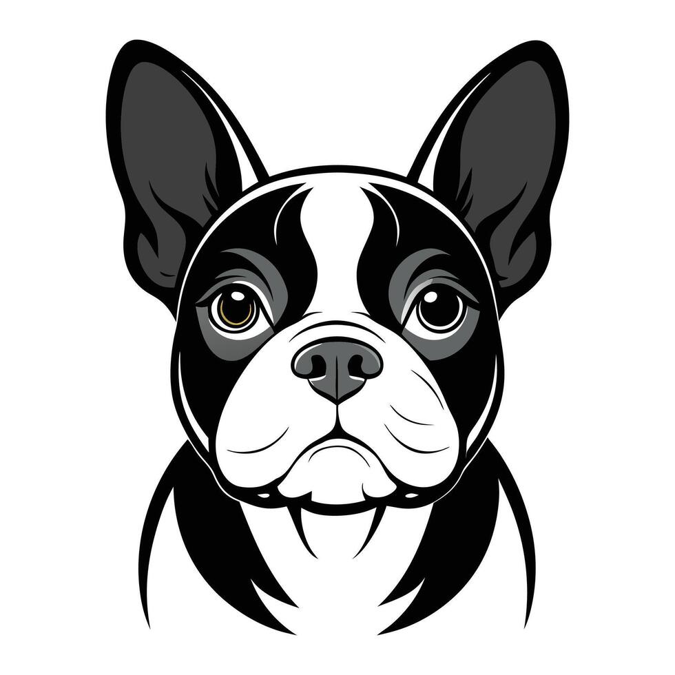 A black and white dog head with a big nose vector