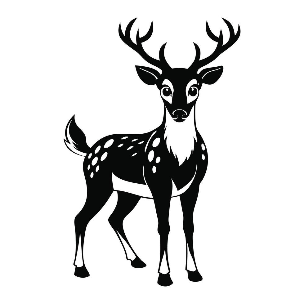 A black and white deer with horns on its head vector