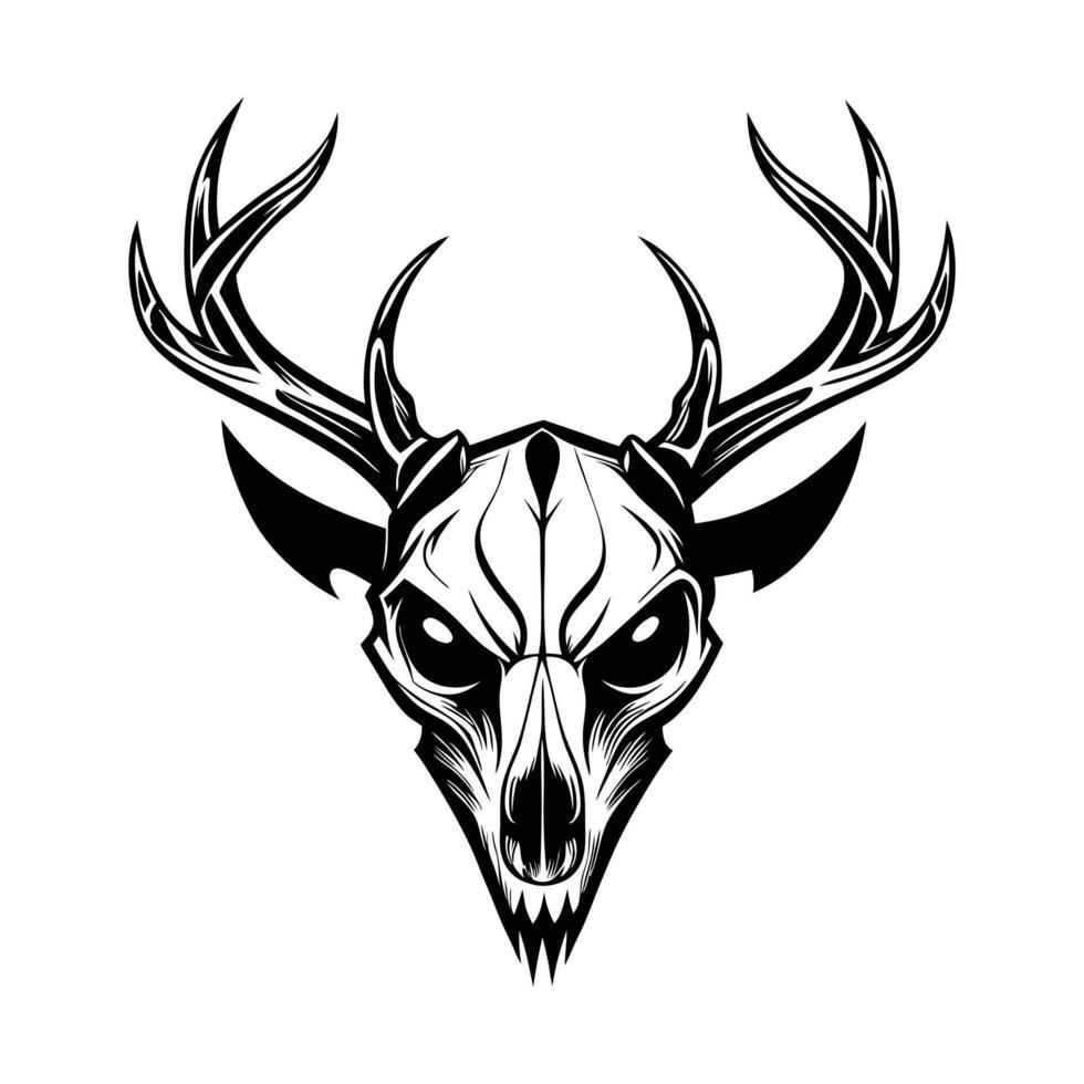Deer skull tattoo design vector