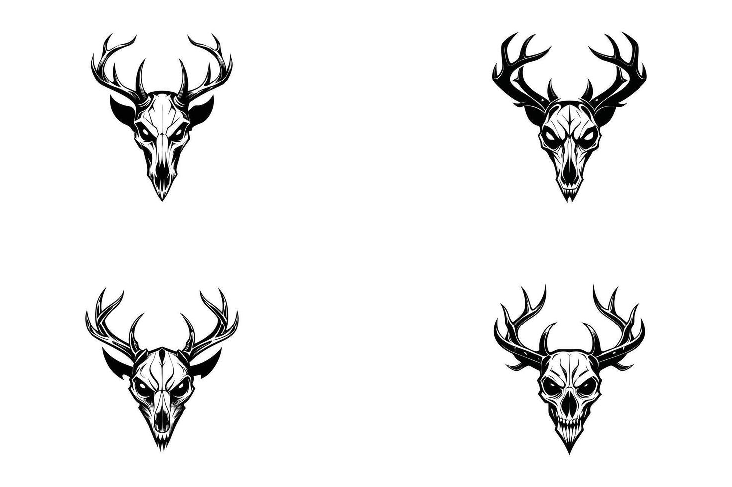 Deer skull logo set vector
