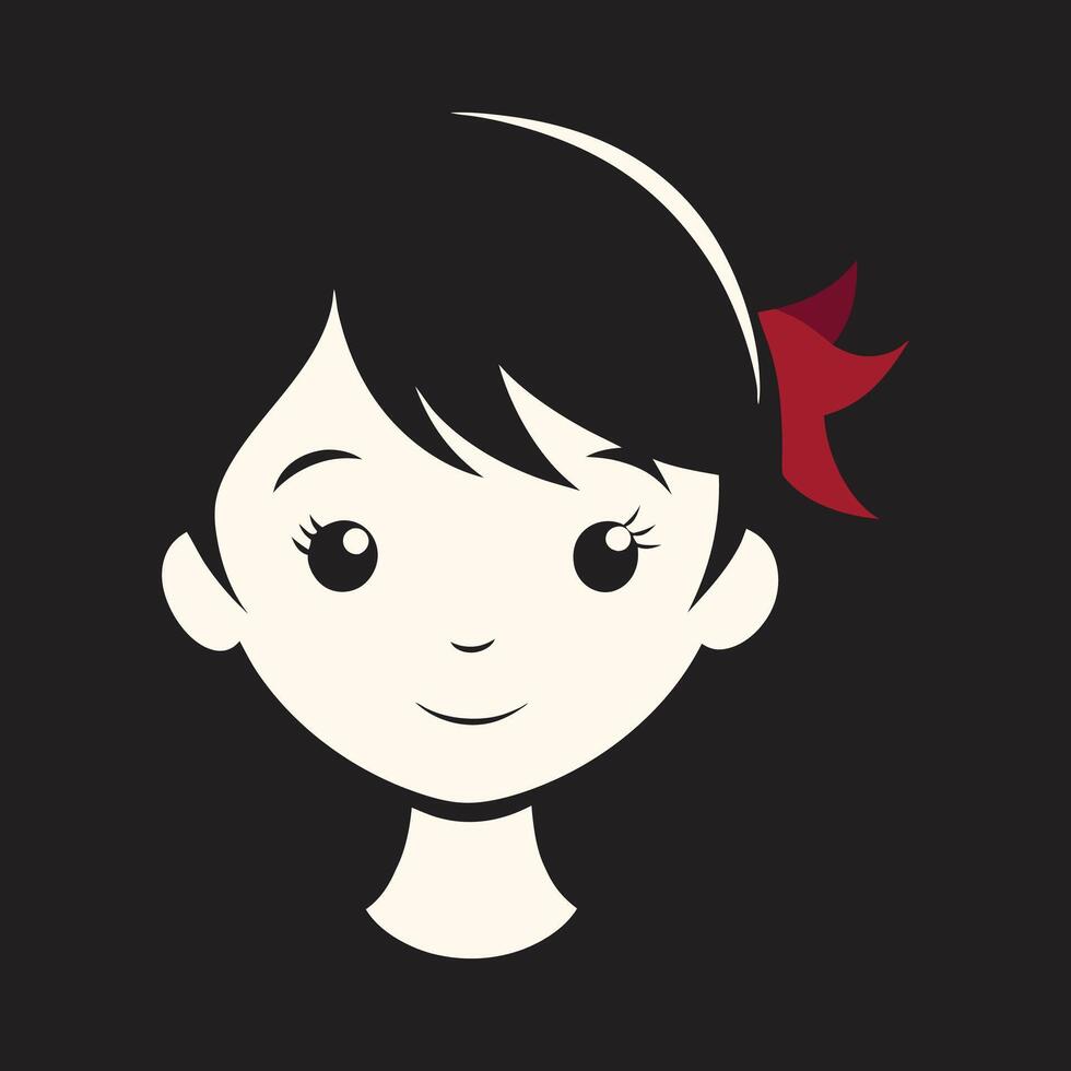 A girl with a red bow on her head vector
