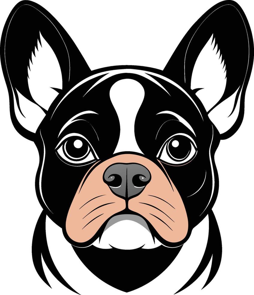 black and white french bulldog vector