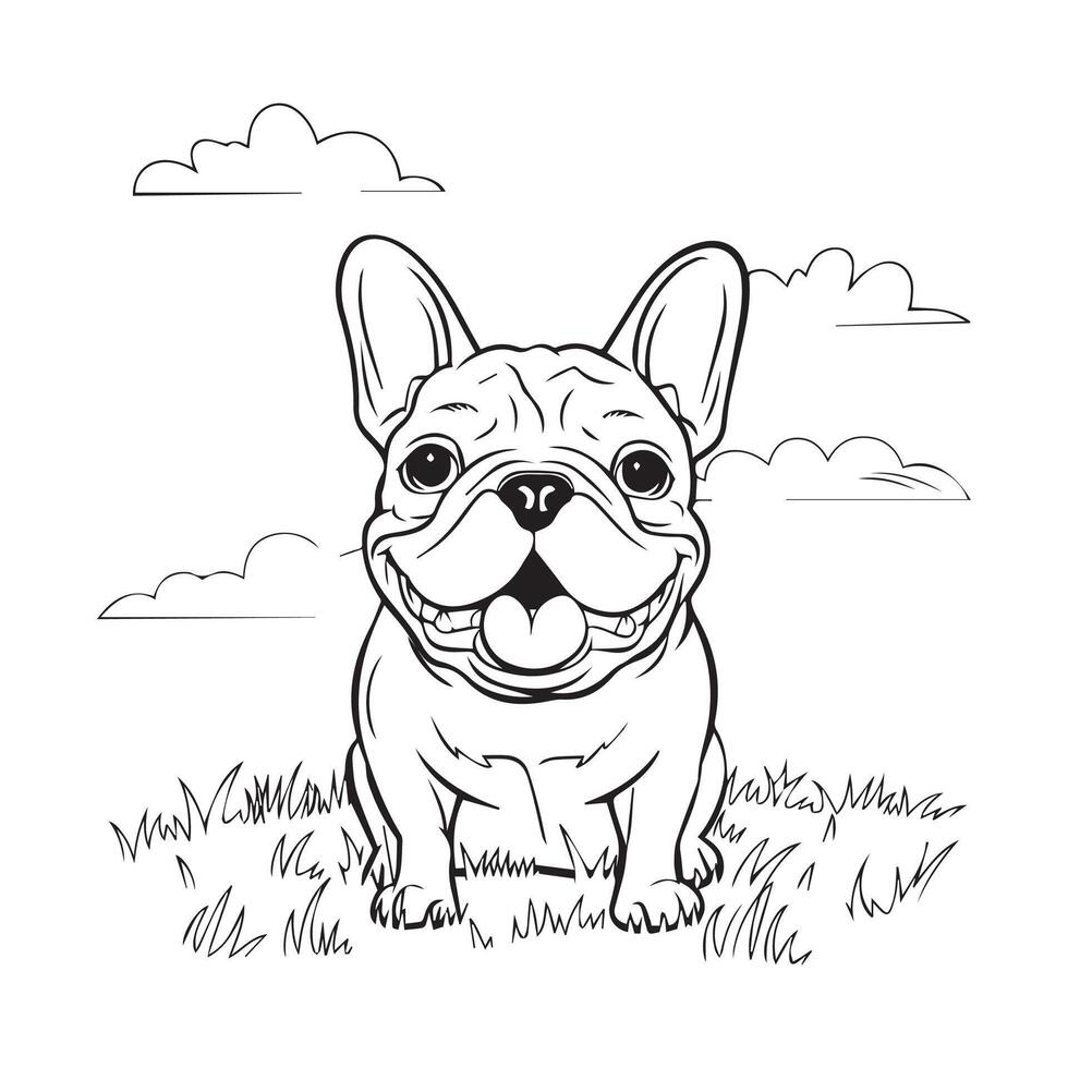 French bulldog coloring page vector