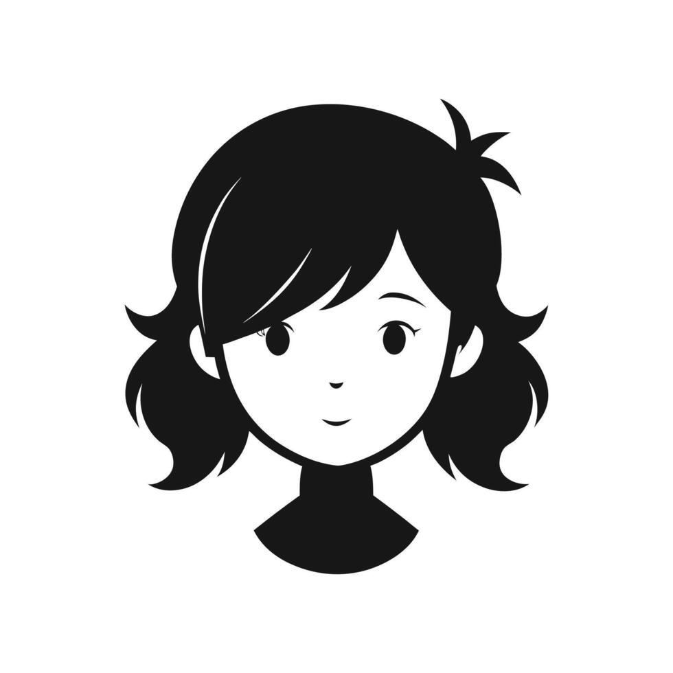 A black and white illustration of a woman's face vector