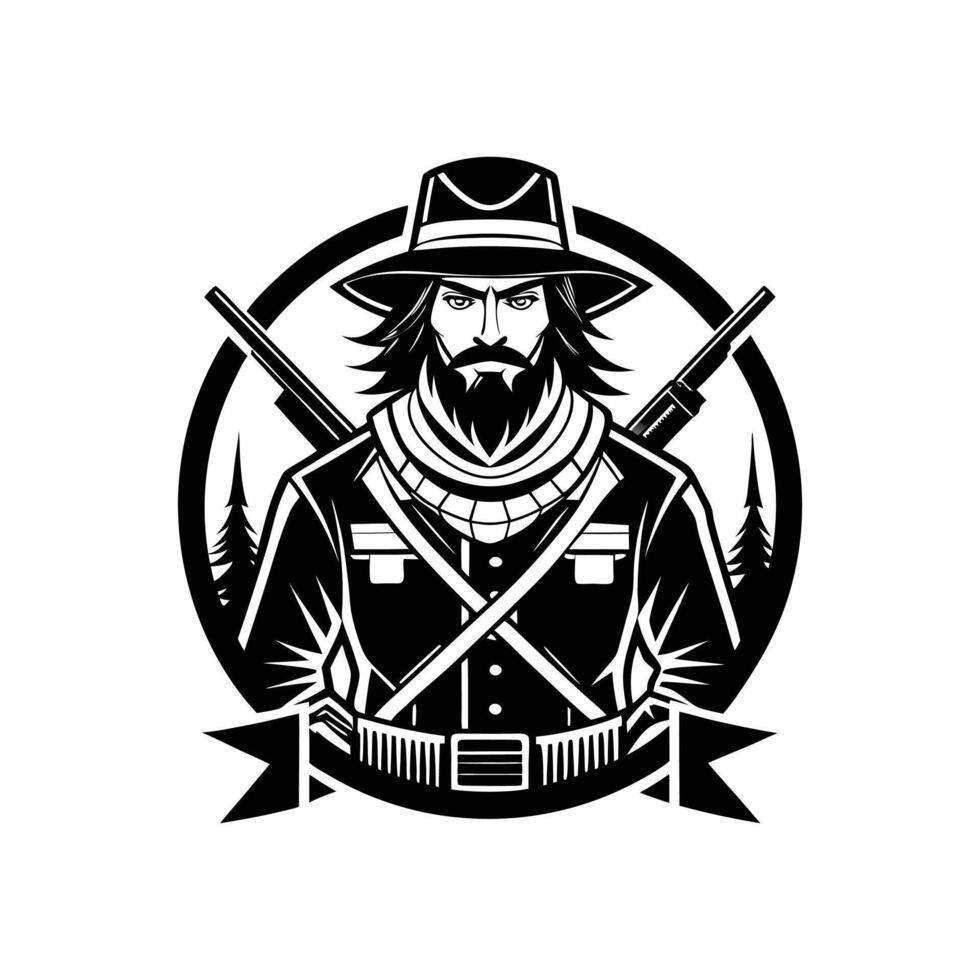 A man with a beard and hat in a circle vector