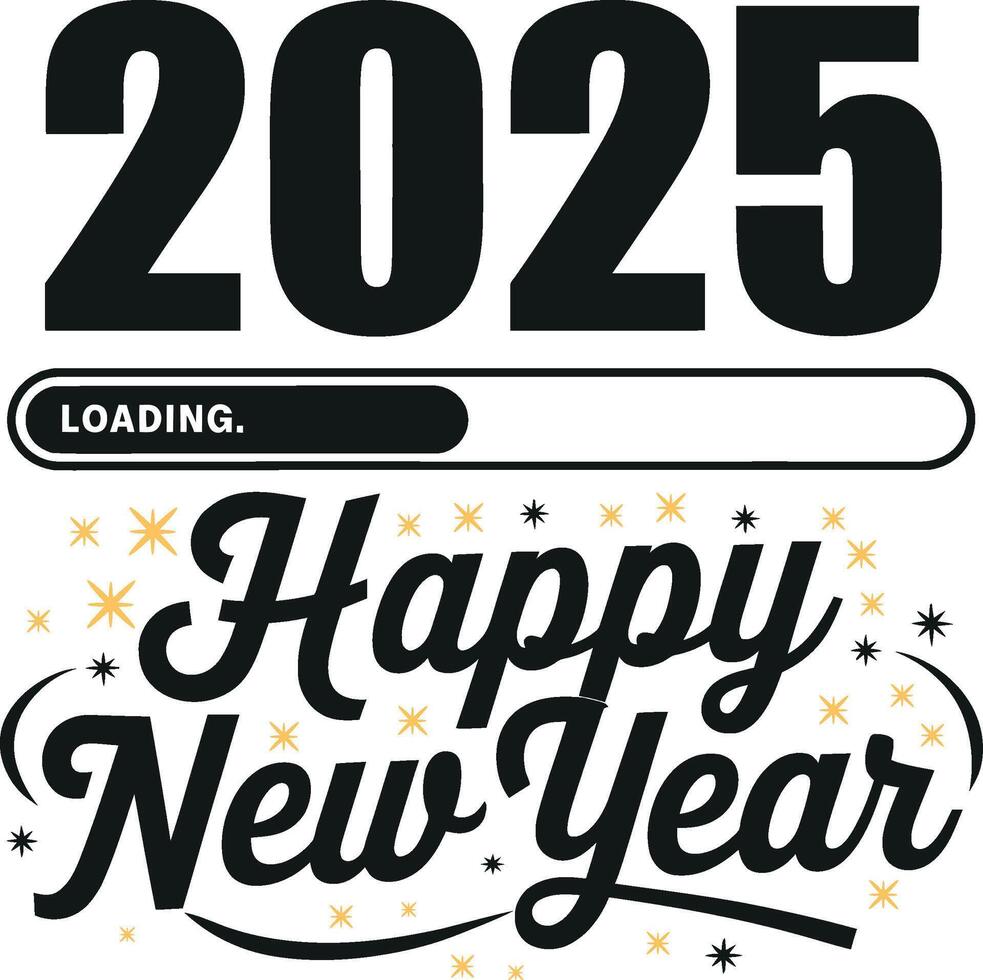 New Year 2025 Loading Bar Graphic with Happy New Year Text vector