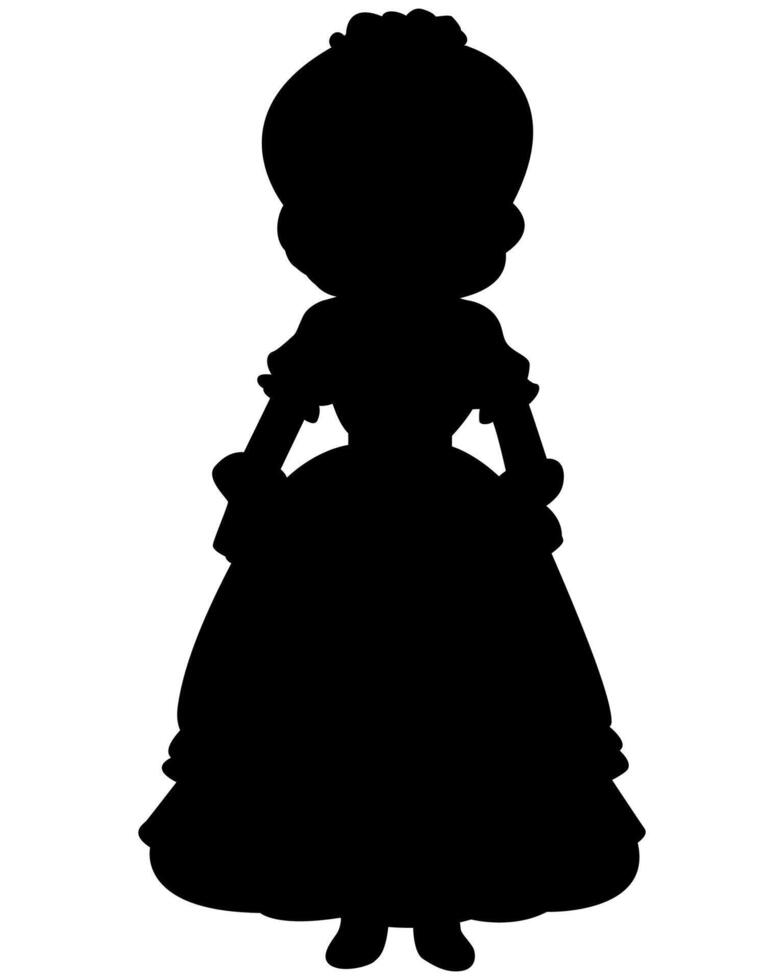 Silhouette of Aristocratic girl of Europe of Renaissance period. France People wearing medieval vintage clothes. illustration isolated on white background. vector