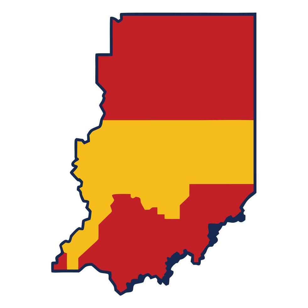 Indiana flag on map of indiana vector
