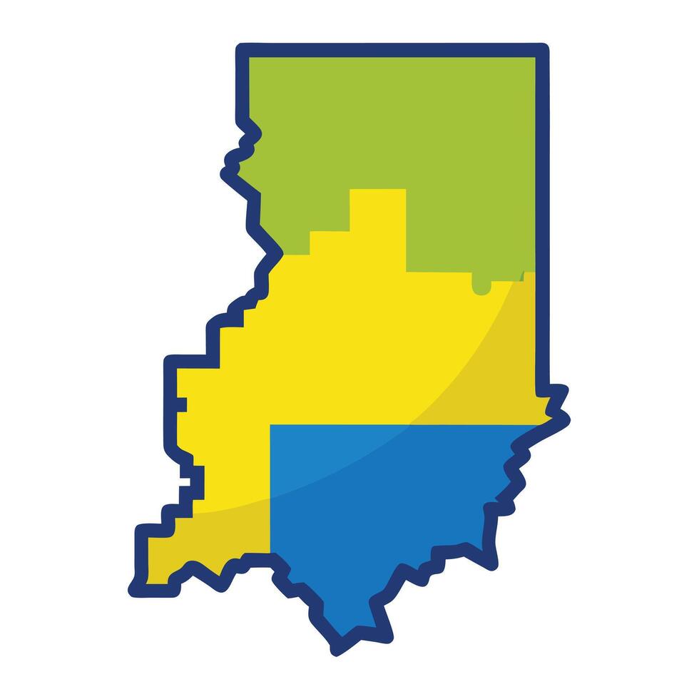 Indiana map with state flag and state outline illustration vector