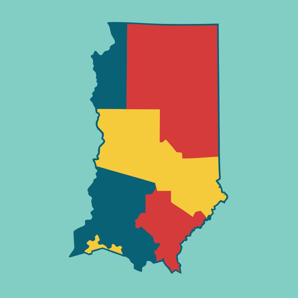 Indiana map with state borders vector