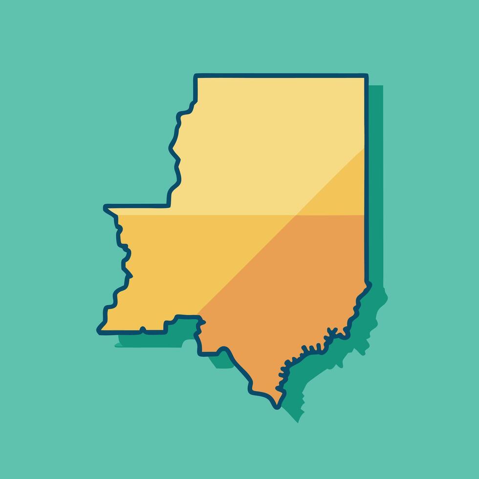 Illustration of a long shadow map of the state of indiana vector