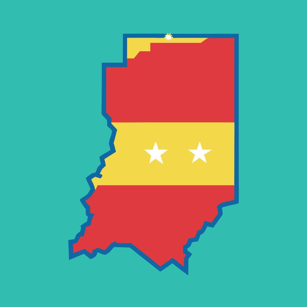 Illustration of an isolated map of indiana with the flag vector