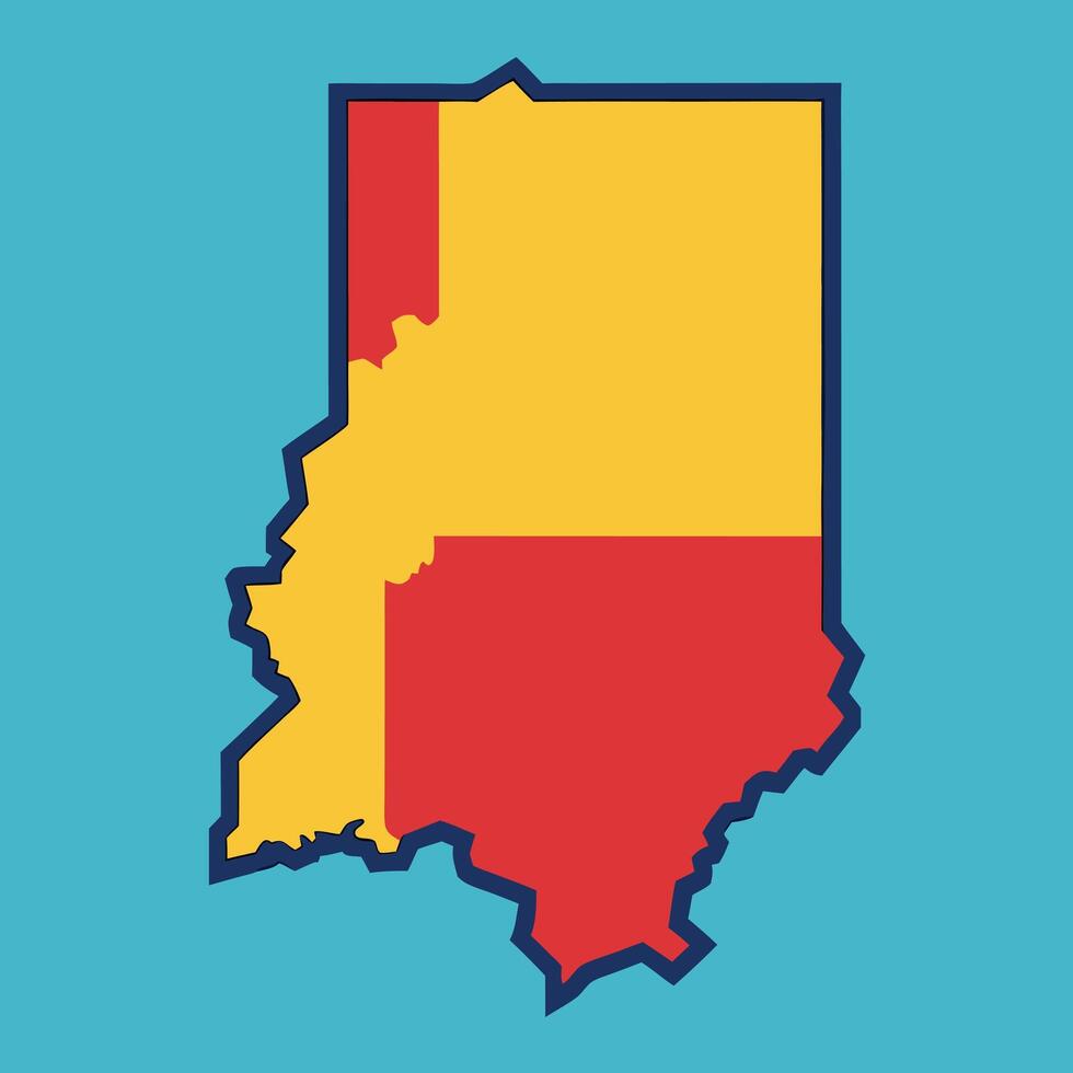 Illustrated map of indiana state illustration vector