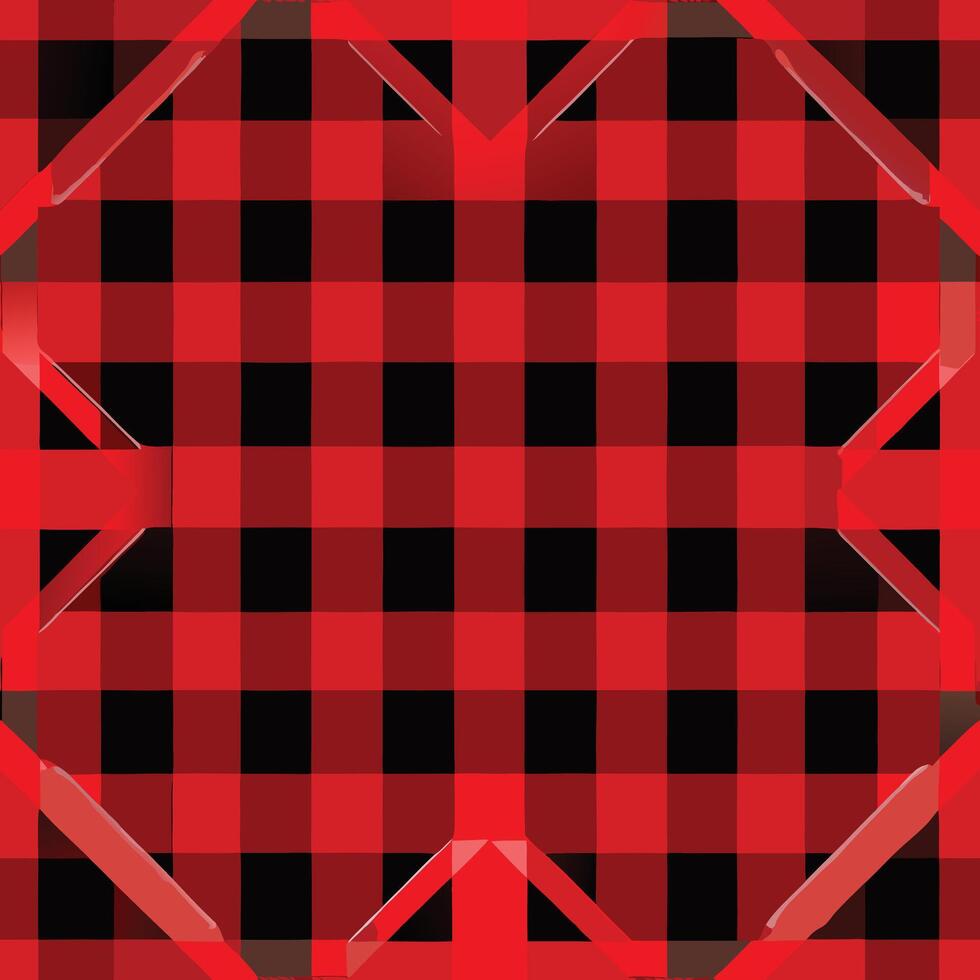 Red and black checkered flannel pattern vector