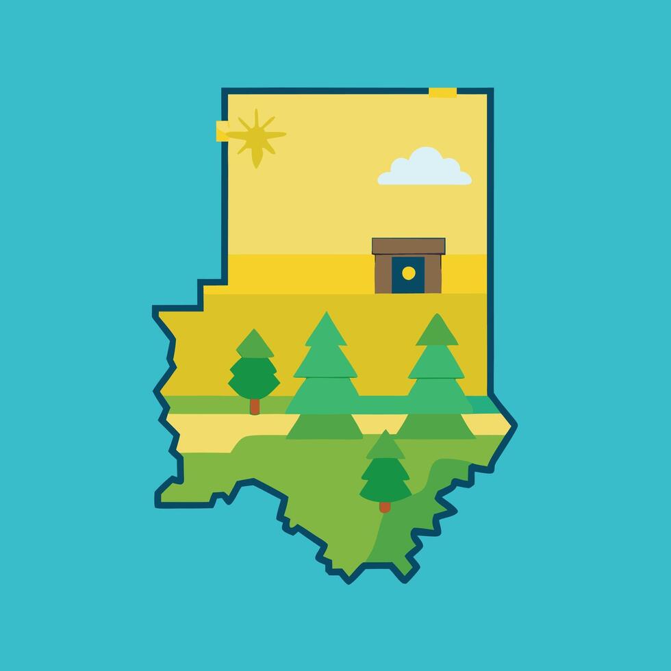 Illustration of indiana flat style map vector