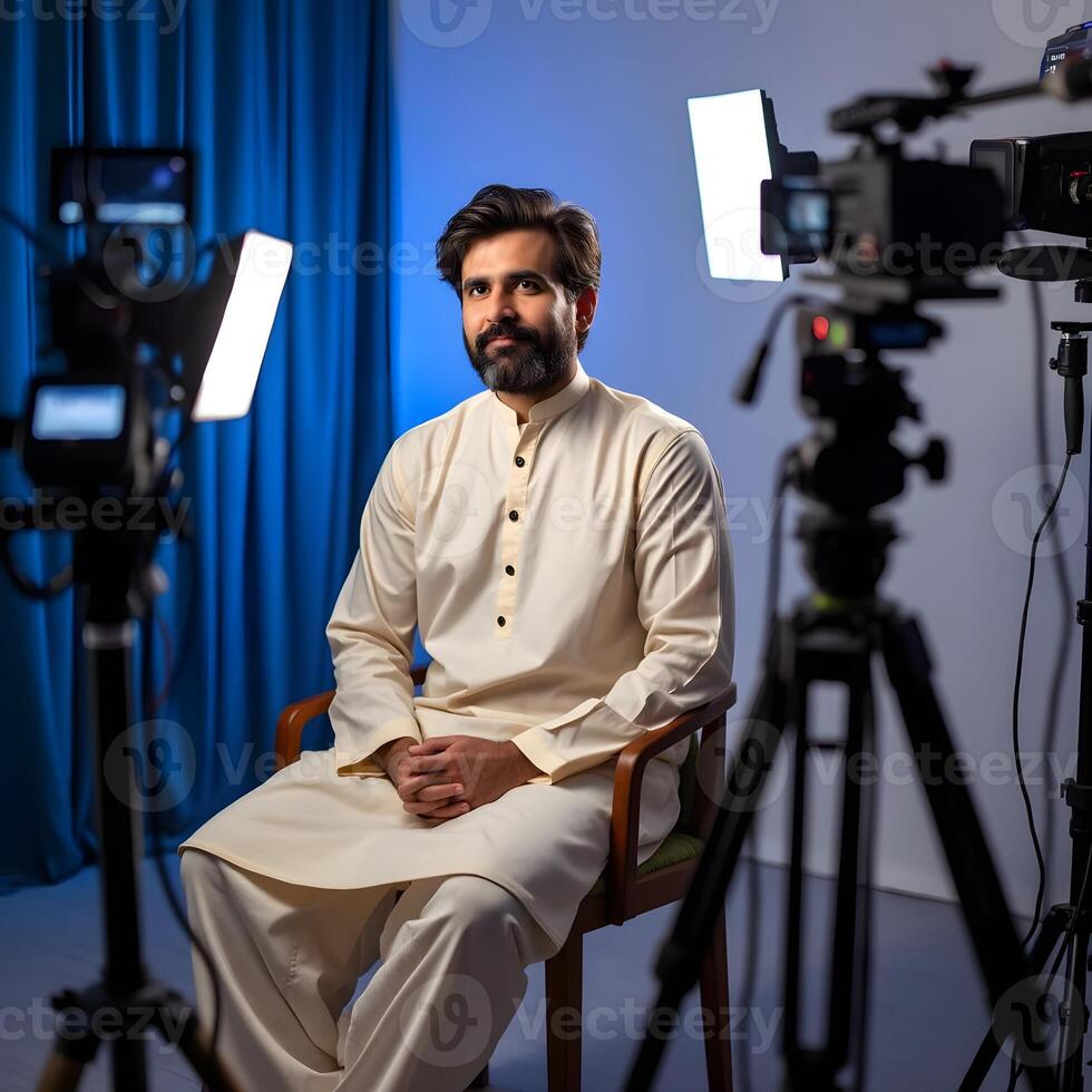 Confident Professional in a Busy Studio photo