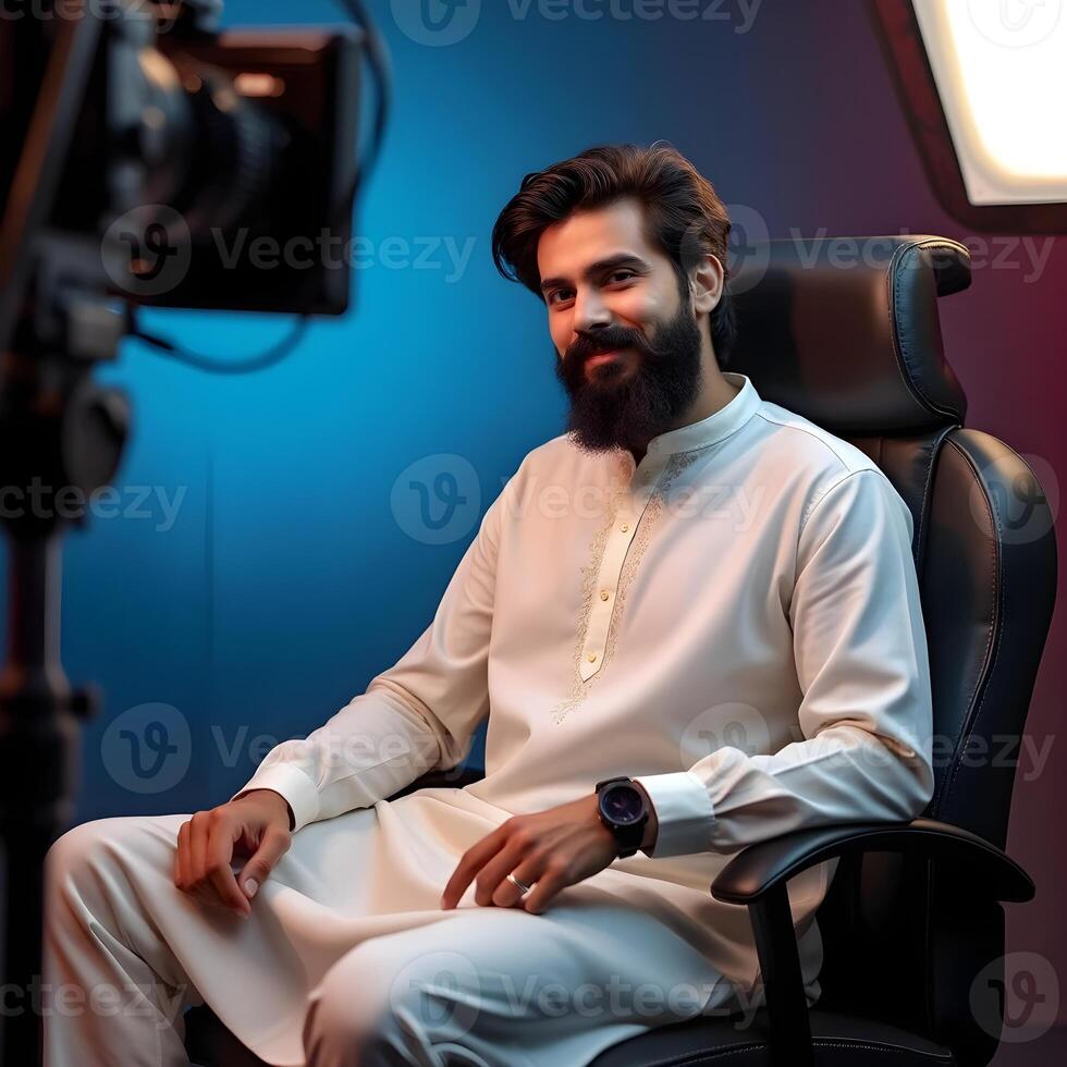 Confident Professional in a Busy Studio photo