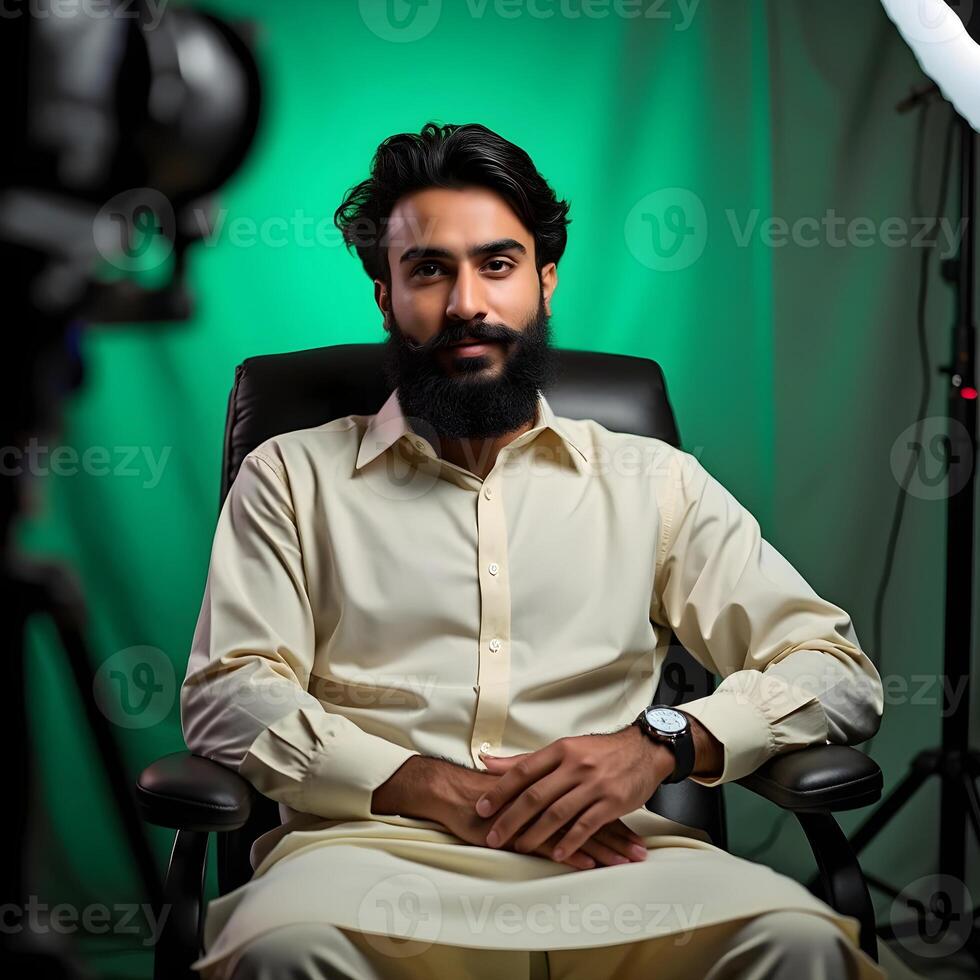 Confident Professional in a Busy Studio photo