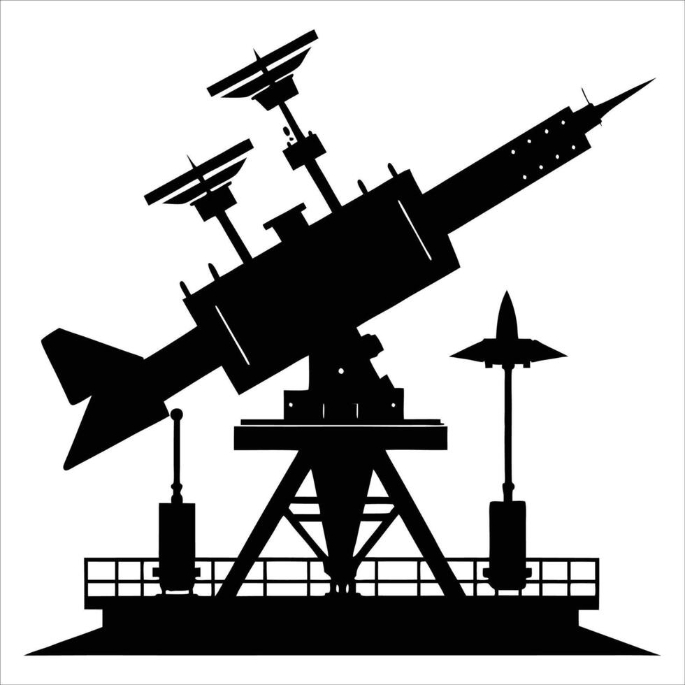 A silhouette of Military Air defense system. vector