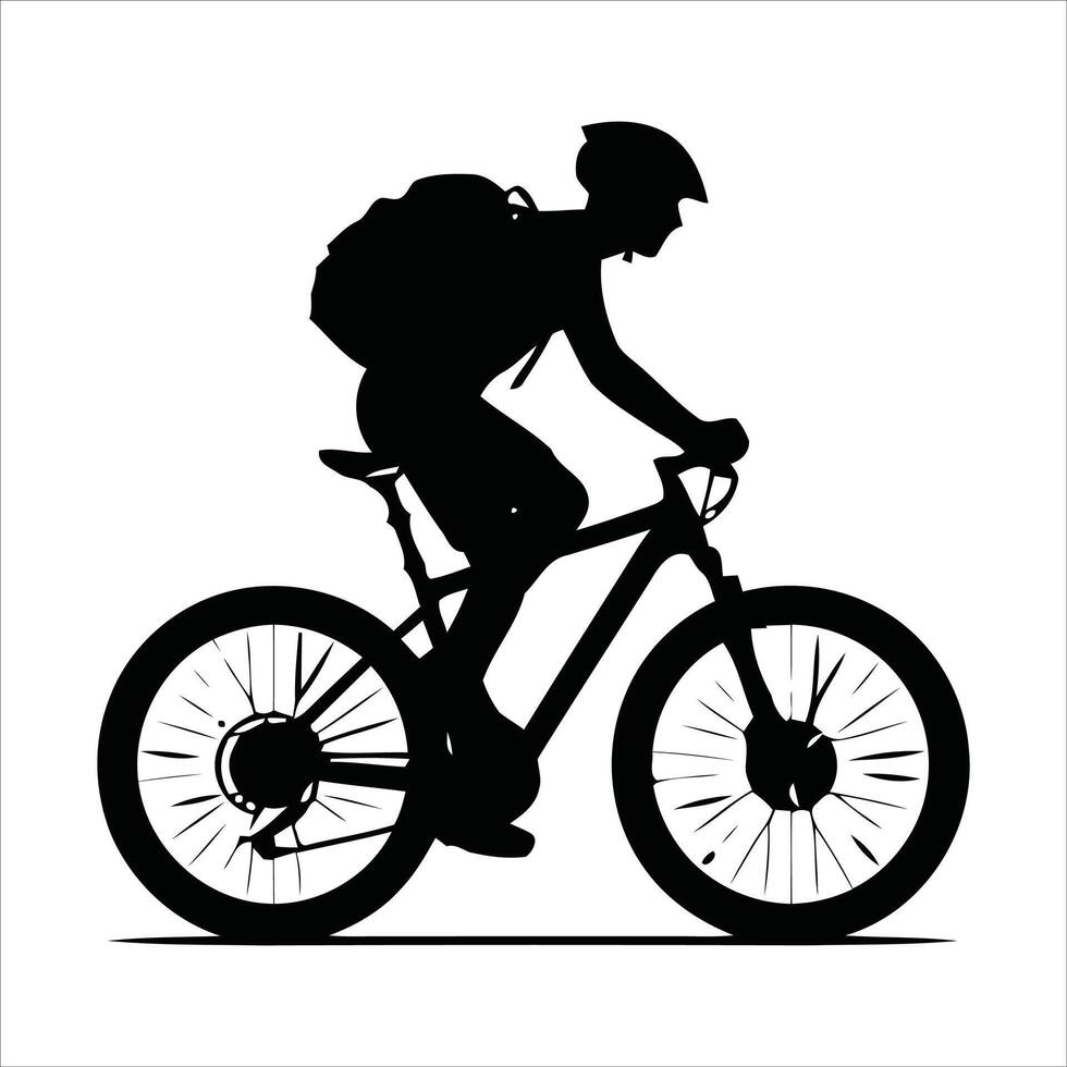 Bicycle with ridder Silhouette on a Clean White Canvas. vector