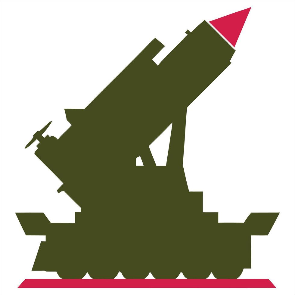 Military Air Defense System Silhouette in Bold Shades. vector