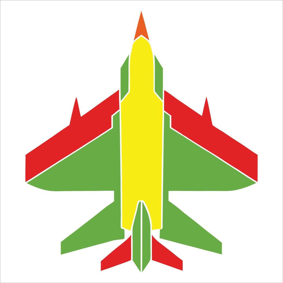 Colorful Jet Fighter Silhouette Takes Flight. vector
