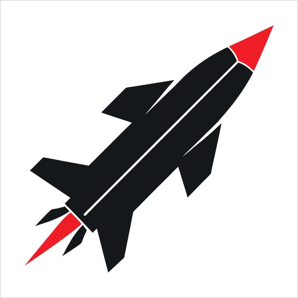 Hypersonic Missile Silhouette in Bright Hues. vector