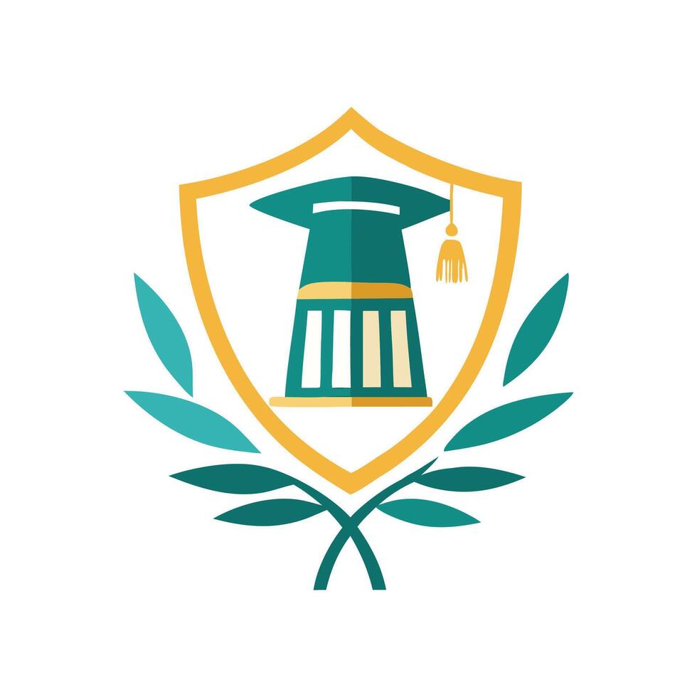 Eco-Friendly Graduation Cap Logo. vector