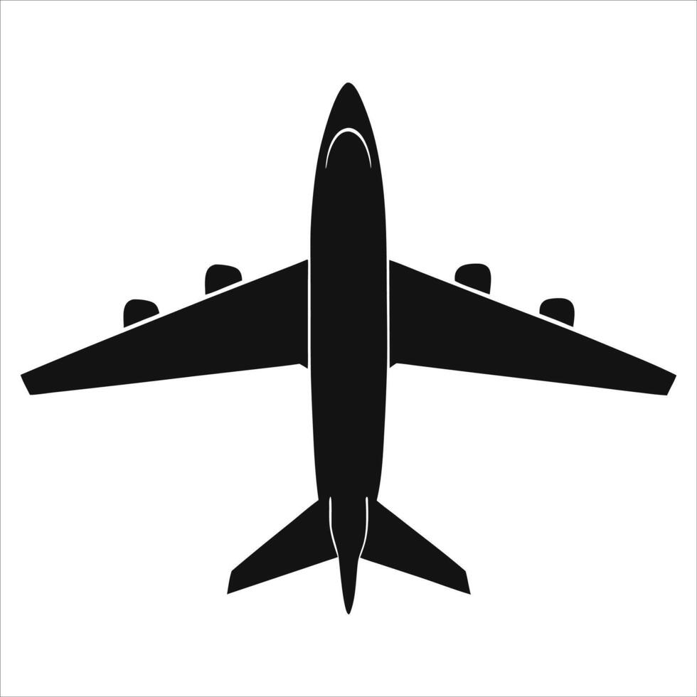 Silhouette of an Airplane in Flight. vector